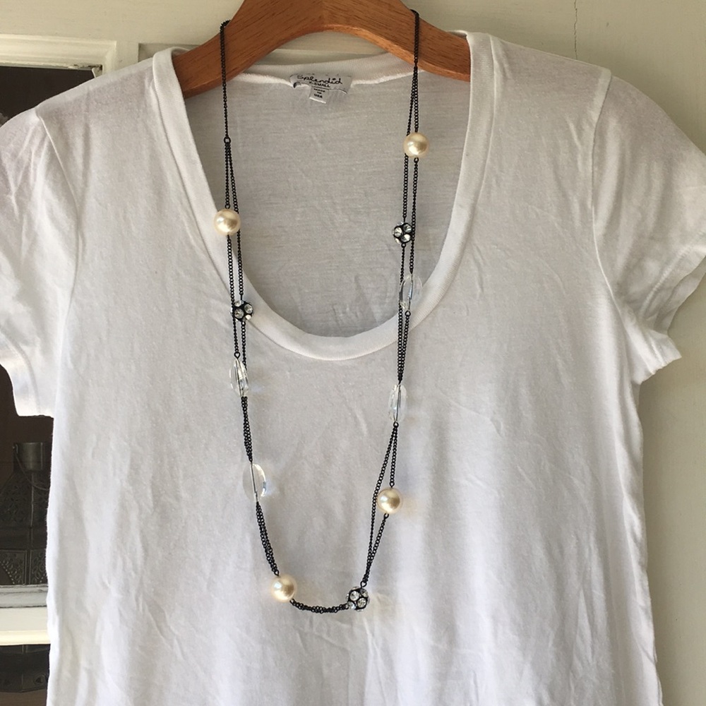 Pearl and glass  bubble Long necklace